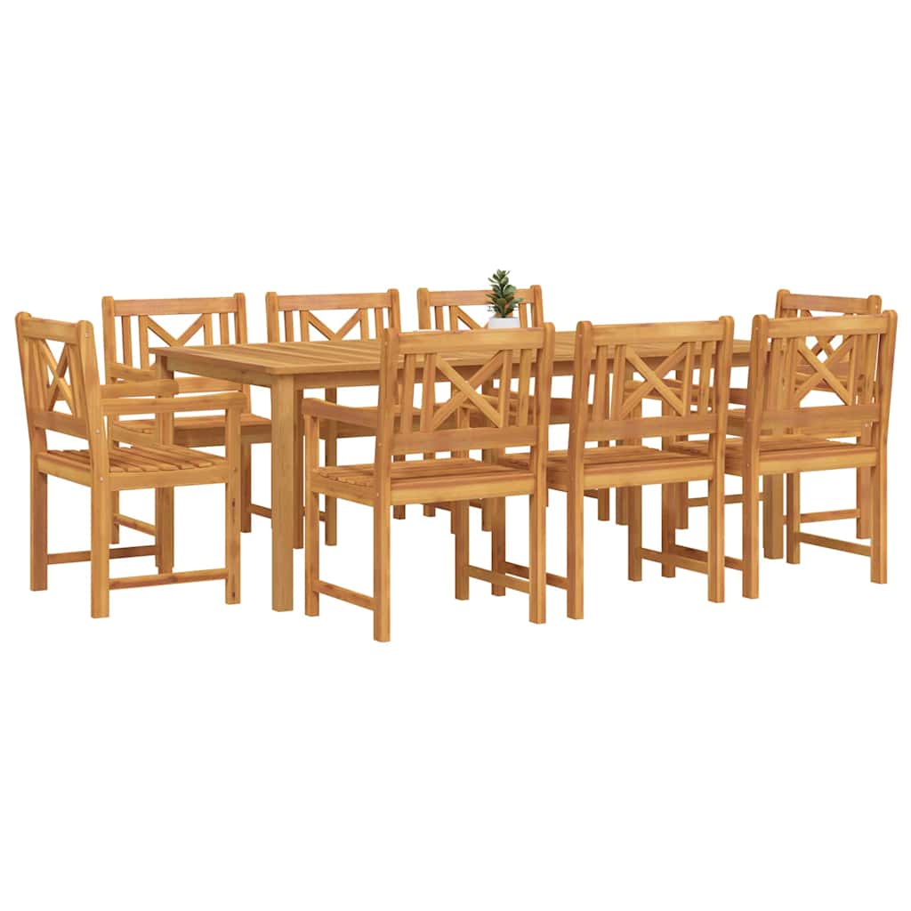 Garden Dining Set 9 pcs Brown Solid Acacia Wood
