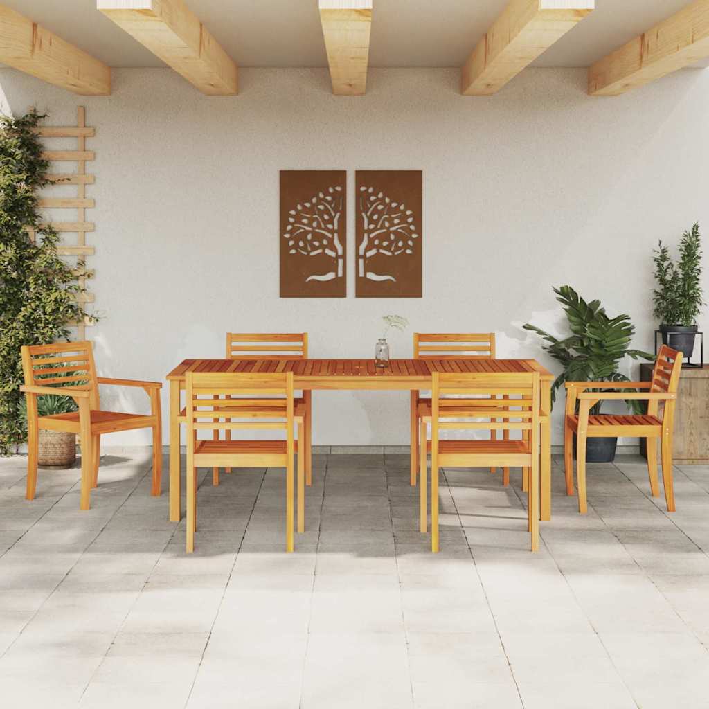 Garden Dining Set 9 pcs Brown Solid Acacia Wood