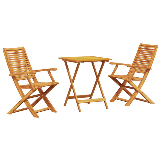 Folding Bistro Set 3 pcs Brown Solid Acacia Wood