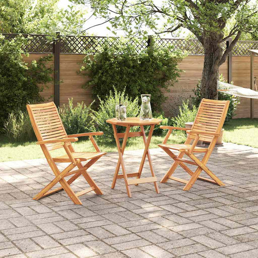 Folding Bistro Set 3 pcs Brown Solid Acacia Wood