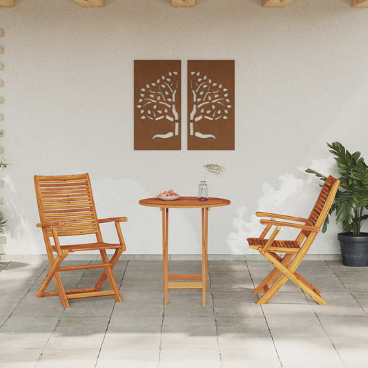 Folding Bistro Set 3 pcs Brown Solid Acacia Wood