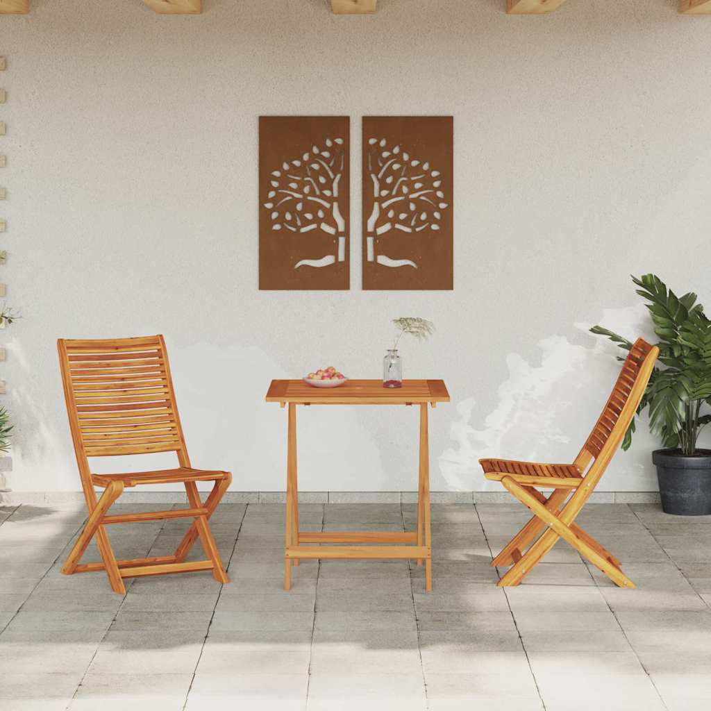 Folding Bistro Set Folding 3 pcs Brown Solid Acacia Wood
