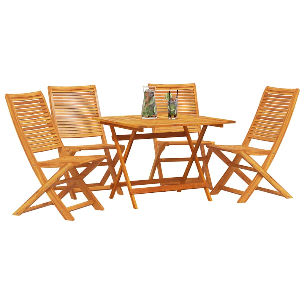 Garden Dining Set Folding 5 pcs Brown Solid Acacia Wood
