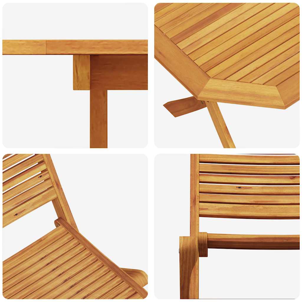 Garden Dining Set Folding 5 pcs Brown Solid Acacia Wood