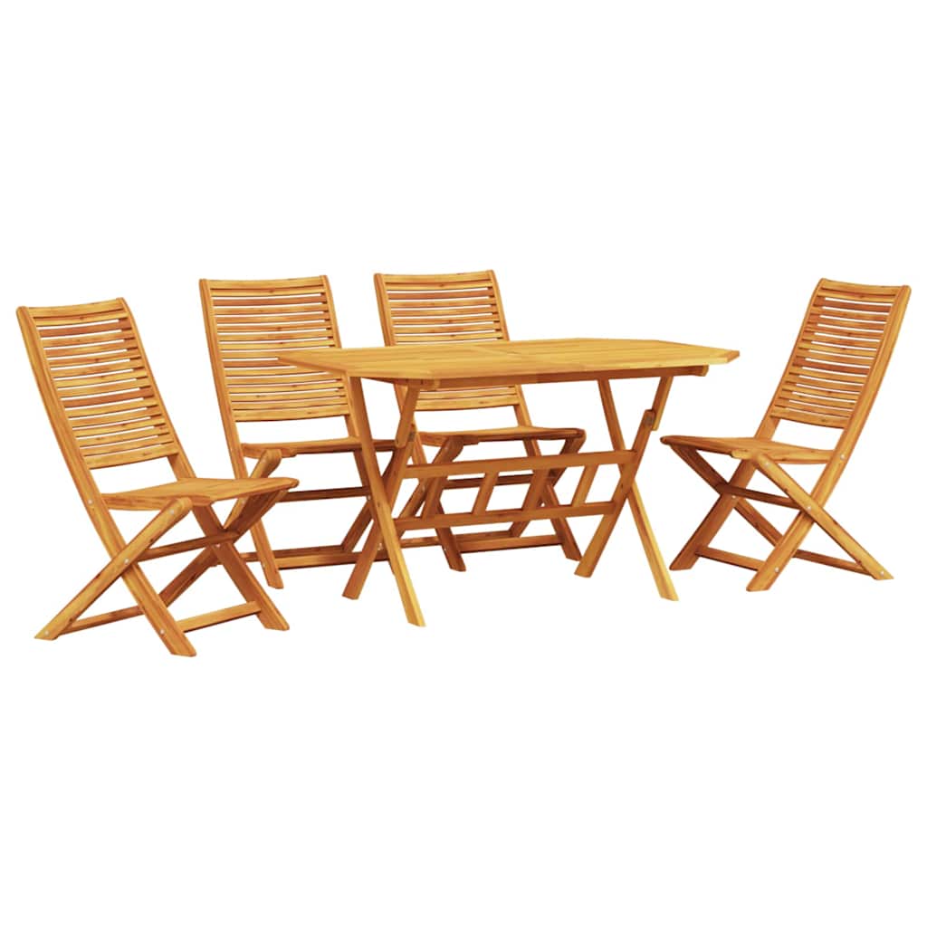 Garden Dining Set Folding 5 pcs Brown Solid Acacia Wood