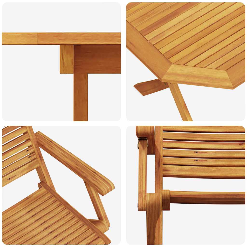 Garden Dining Set Folding 5 pcs Brown Solid Acacia Wood