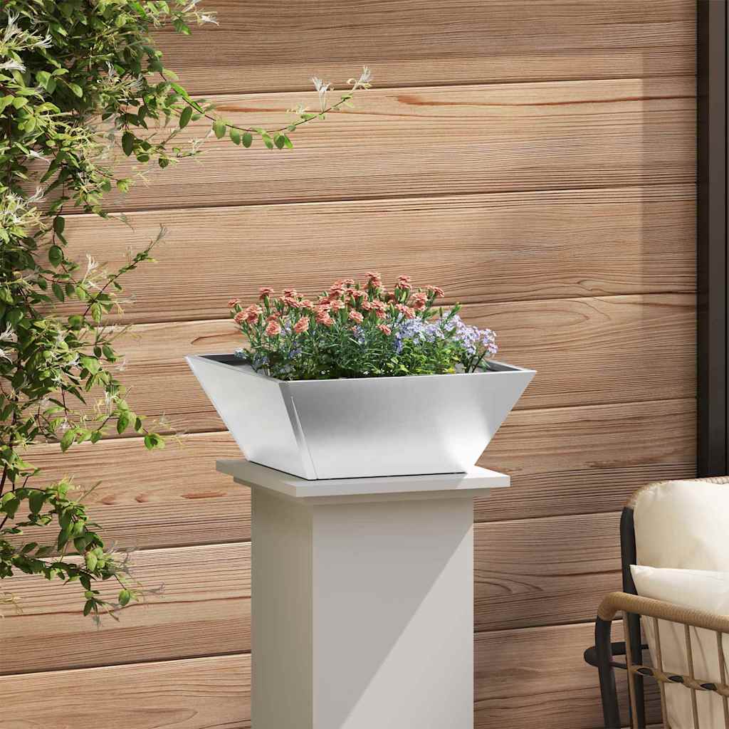 Garden Planter Silver 40 x 40 x 15 cm Stainless Steel