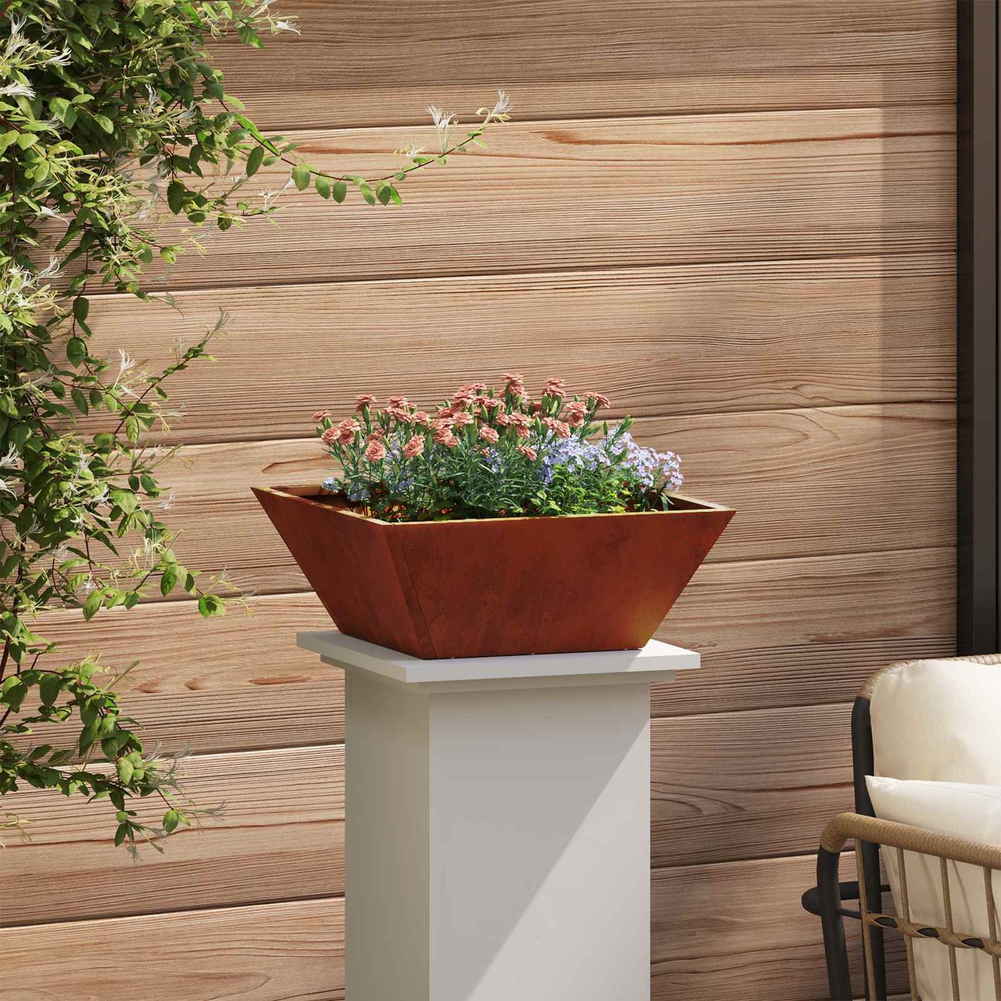 Garden Planter Rusty 40 x 40 x 15 cm Weathering Steel