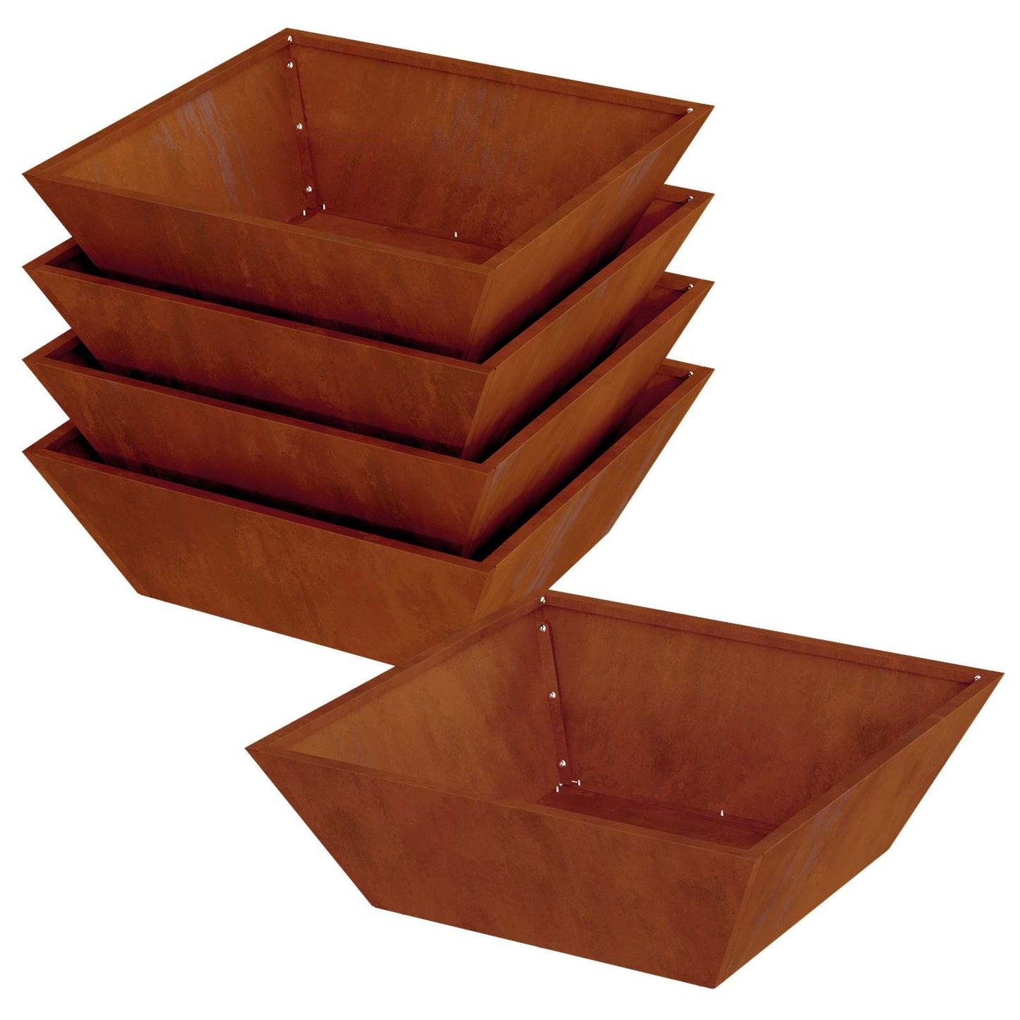 Garden Planter 5 pcs Rusty 50 x 50 x 15 cm Weathering Steel
