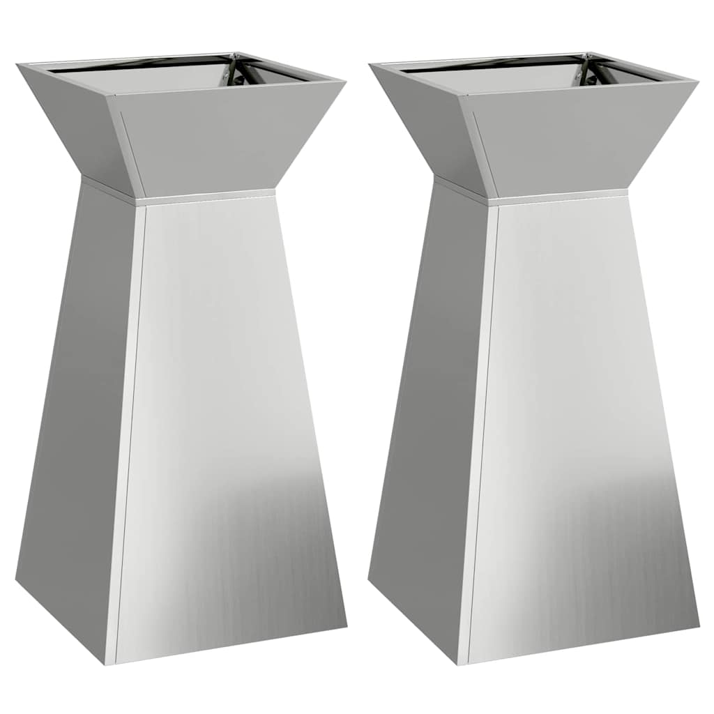 Pillar Planter 2 pcs Silver 35 x 35 x 73 cm