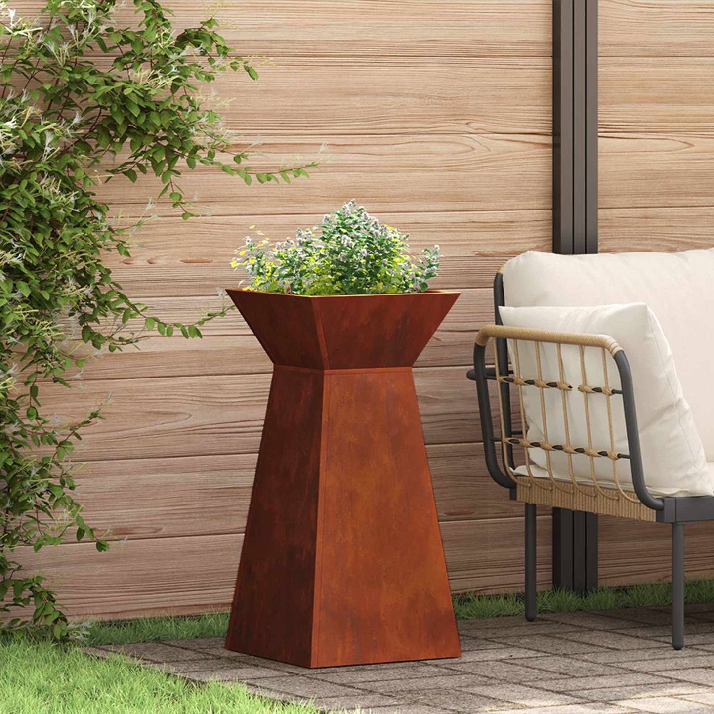 Pillar Planter 2 pcs Silver 35 x 35 x 73 cm