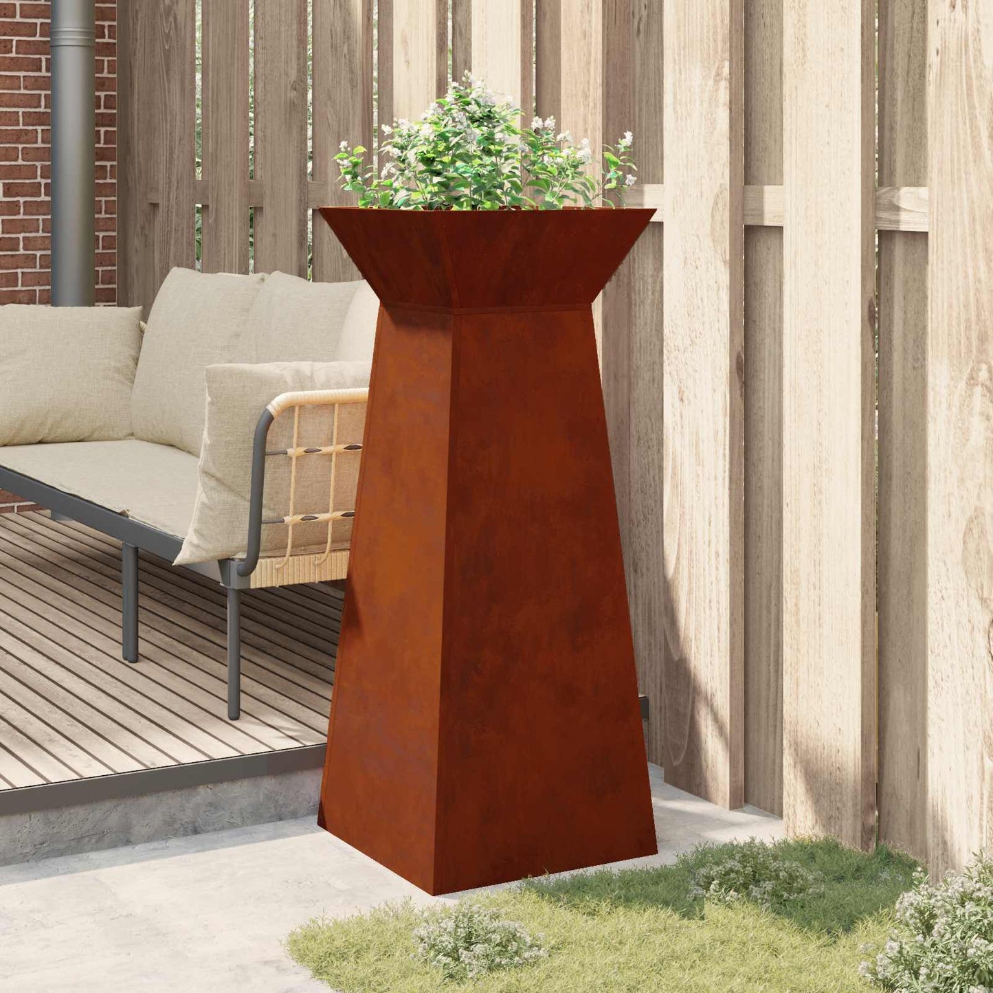 Pillar Planter Silver 40 x 40 x 100 cm