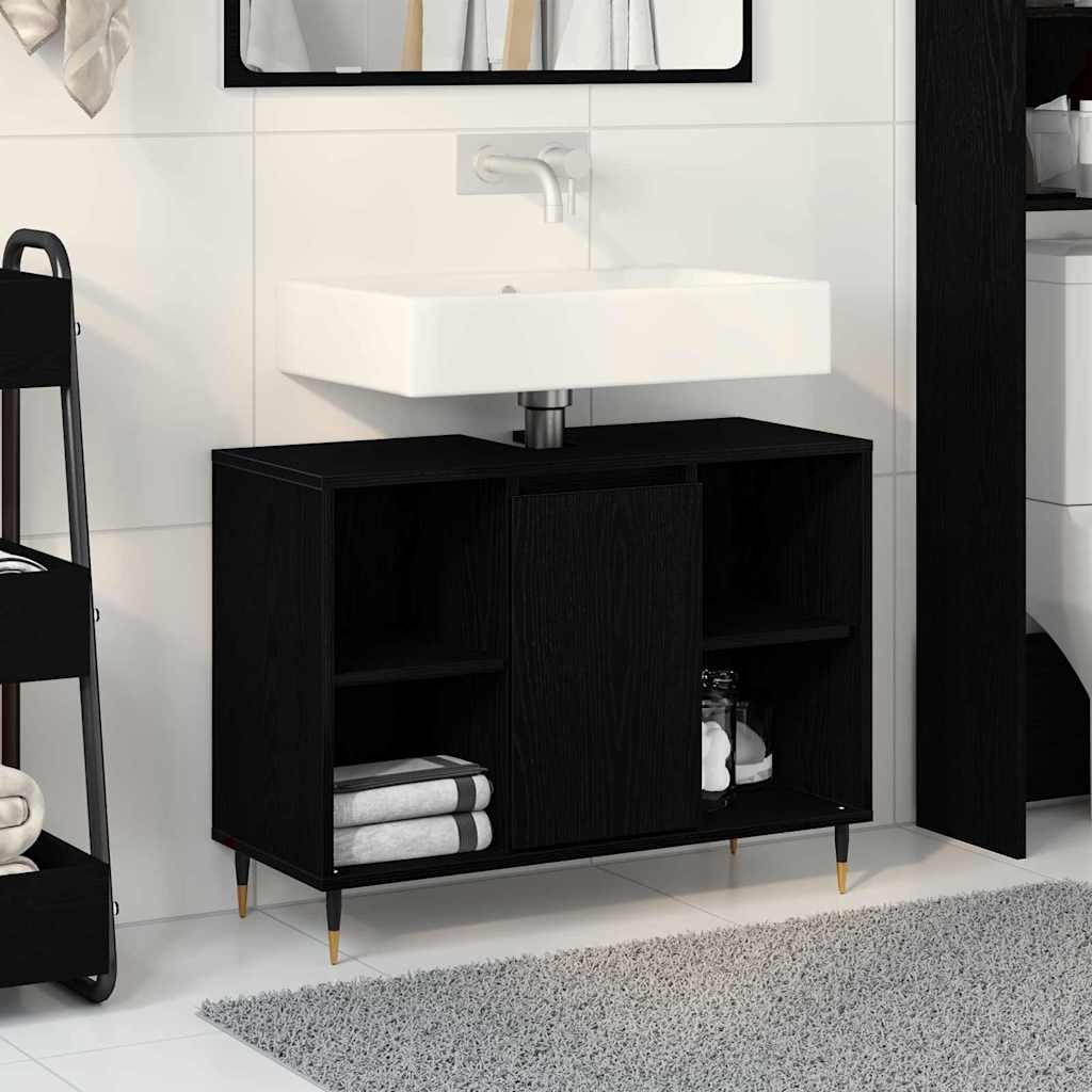 vidaXL Bathroom Cabinet Black oak 80 x 33 x 60 cm Engineered Wood