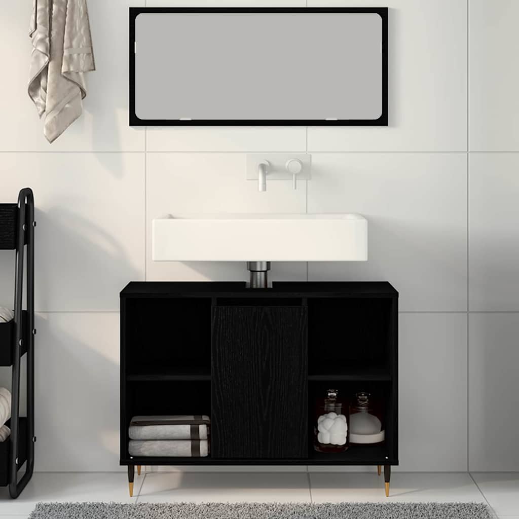 vidaXL Bathroom Cabinet Black oak 80 x 33 x 60 cm Engineered Wood