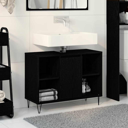 vidaXL Bathroom Cabinet Black oak 80 x 33 x 60 cm Engineered Wood