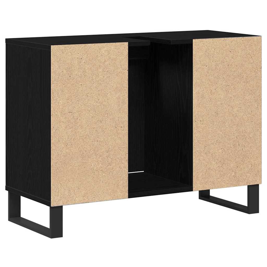 vidaXL Bathroom Cabinet Black oak 80 x 33 x 60 cm Engineered Wood