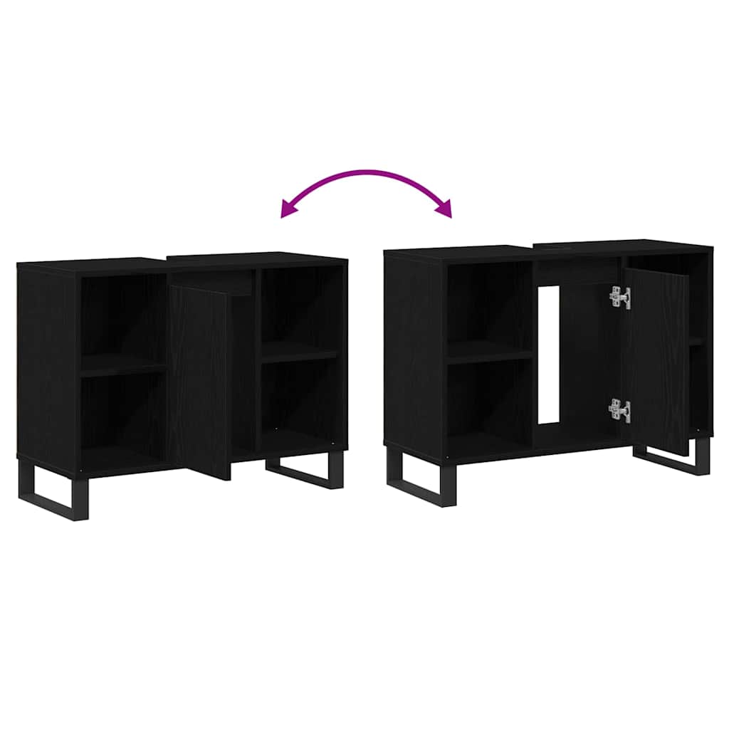 vidaXL Bathroom Cabinet Black oak 80 x 33 x 60 cm Engineered Wood