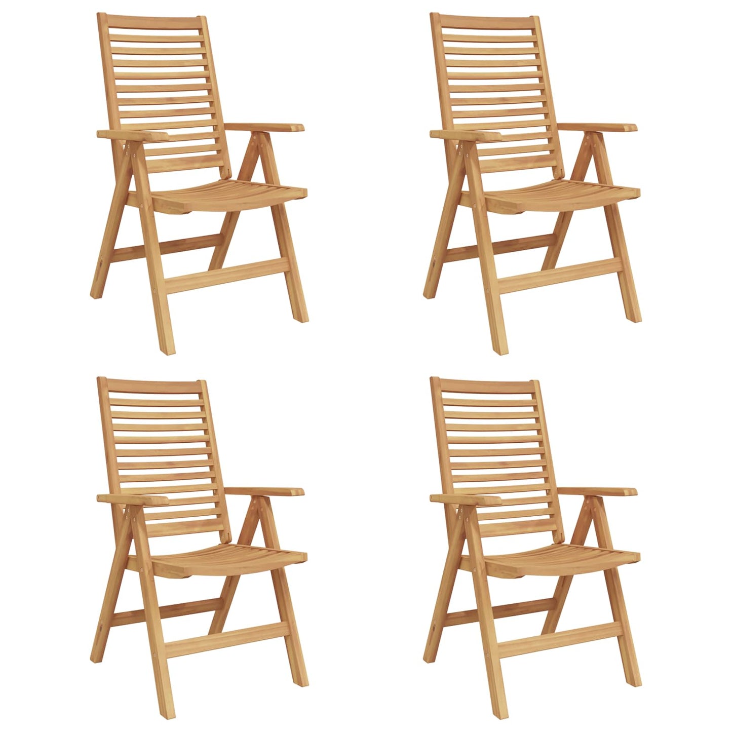Chair Folding 4 pcs Brown 64.5 x 52 x 108 cm Solid Teak Wood