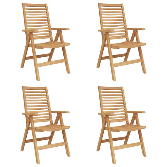 Chair Folding 4 pcs Brown 64.5 x 52 x 108 cm Solid Teak Wood
