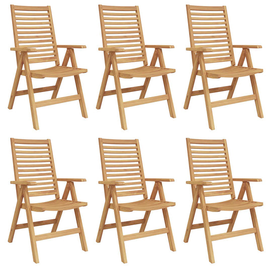 Chair Folding 6 pcs Brown 64.5 x 52 x 108 cm Solid Teak Wood