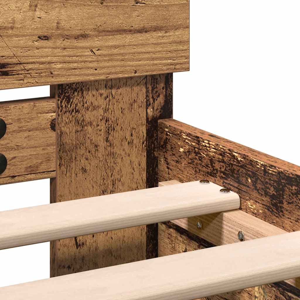 Bed Frame Old Wood 203 x 104 x 70 cm Engineered Wood