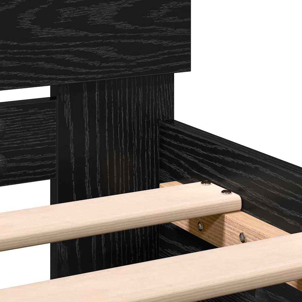 Bed Frame Black Oak 203 x 104 x 70 cm Engineered Wood