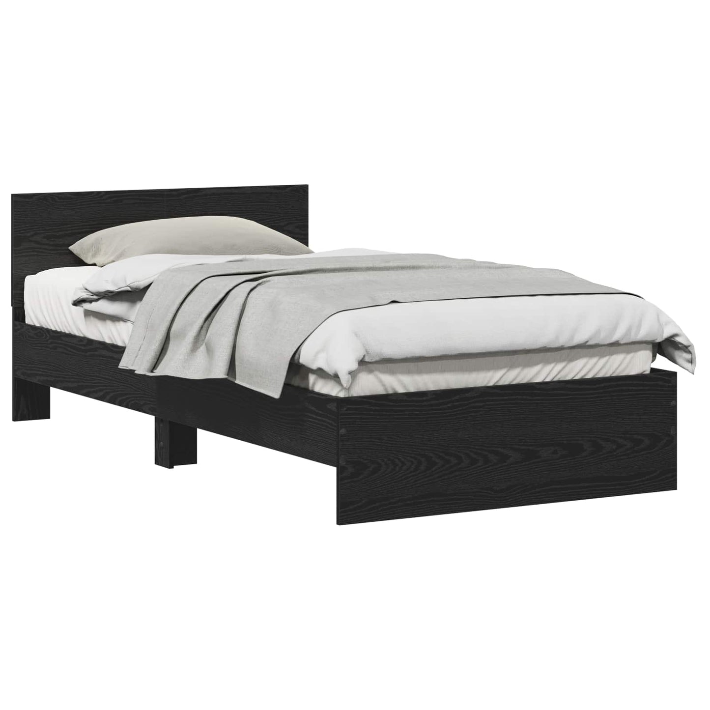 Bed Frame Black Oak 203 x 104 x 70 cm Engineered Wood