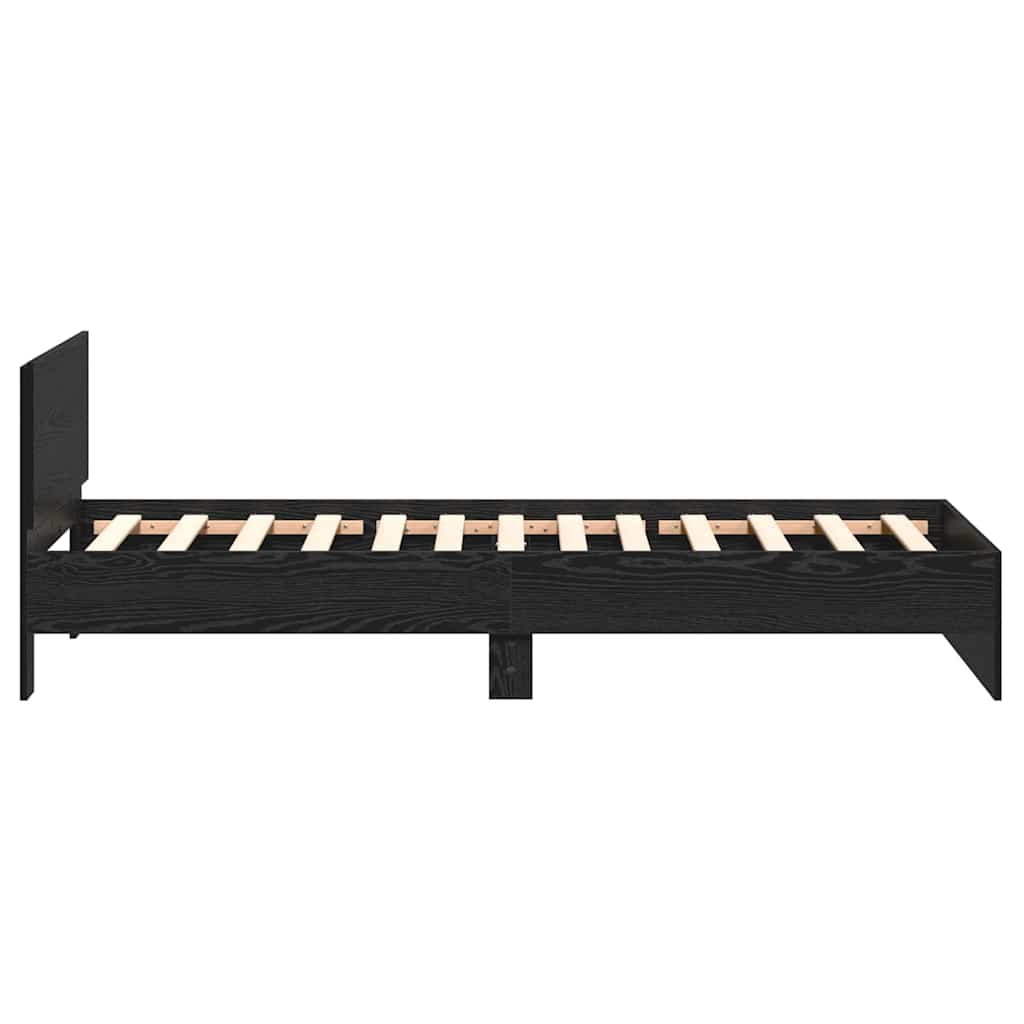 Bed Frame Black Oak 203 x 104 x 70 cm Engineered Wood