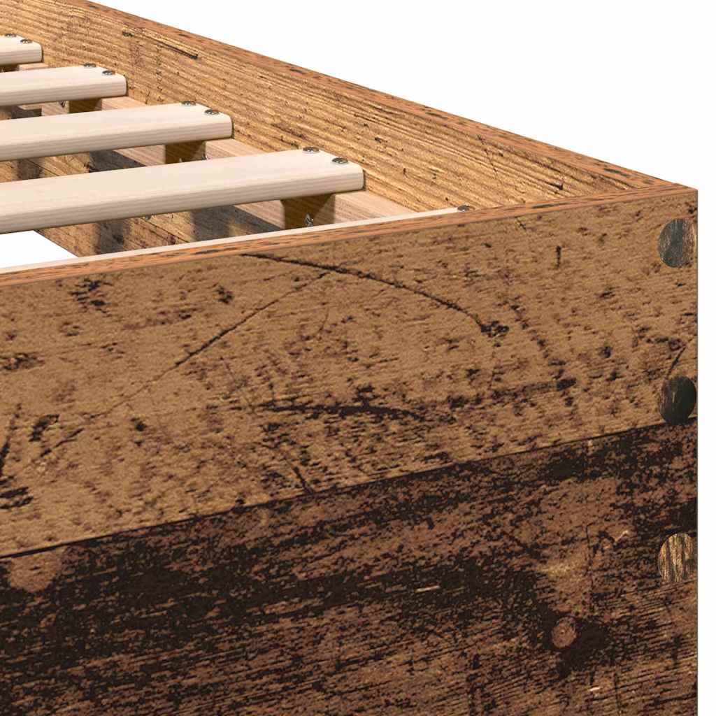 Bed Frame Old Wood 193 x 125 x 70 cm Engineered Wood