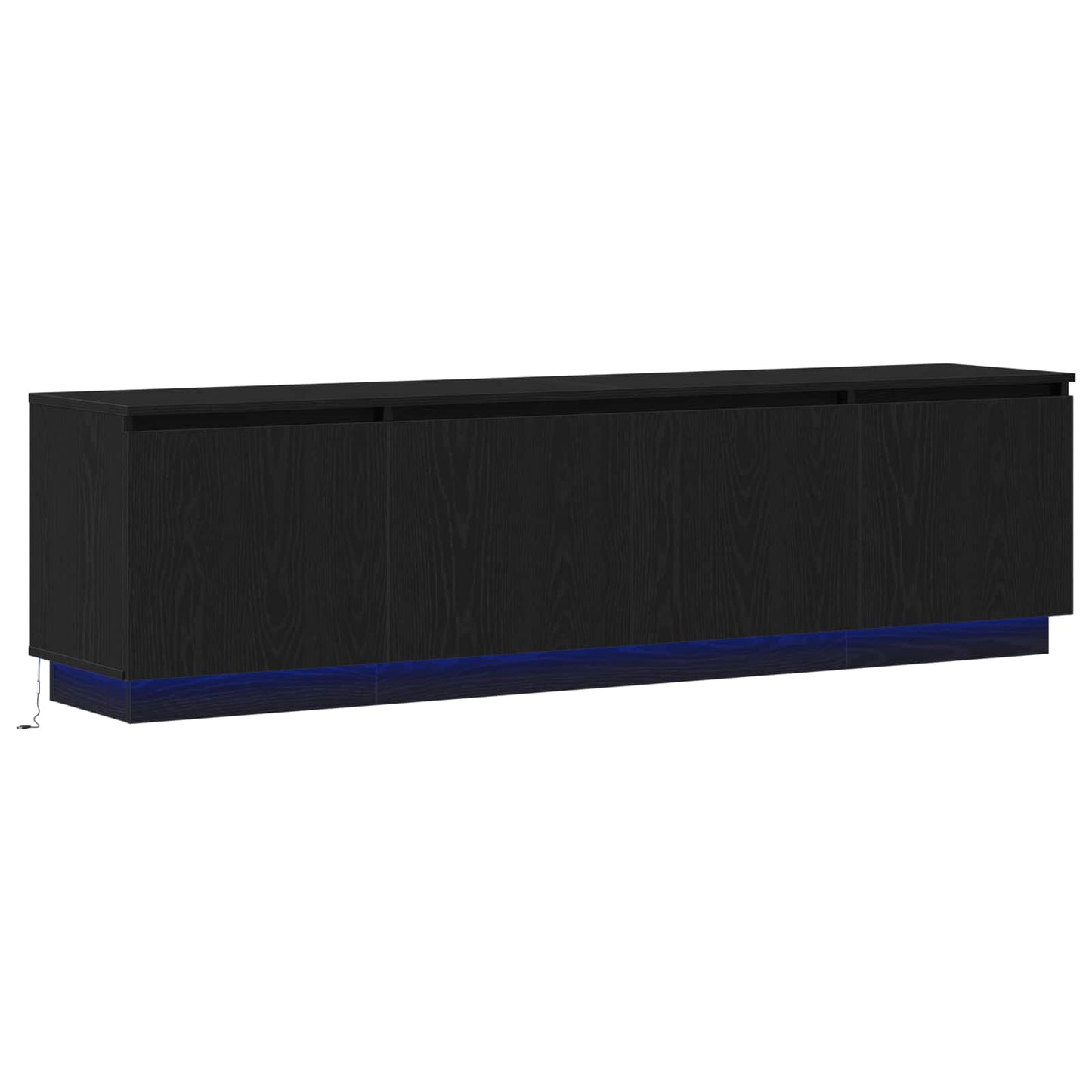 TV Cabinet with LED Black Oak 180 x 38 x 49 cm Engineered Wood