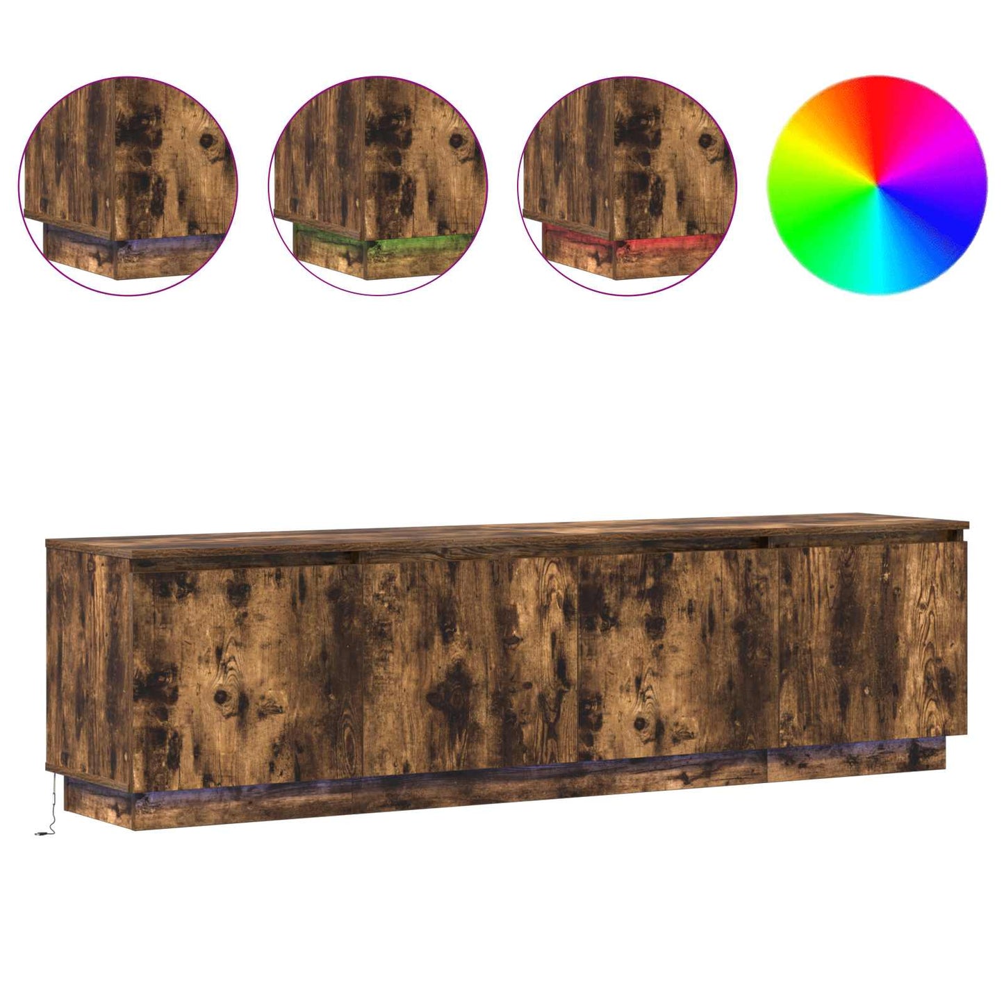 TV Cabinet Smoked Oak 180 x 38 x 49 cm Engineered Wood