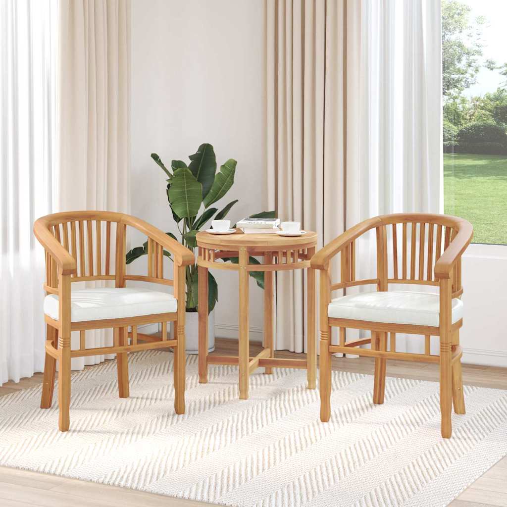 Chair with Cushion 2 pcs Brown 63 x 58 x 89 cm Solid Teak Wood