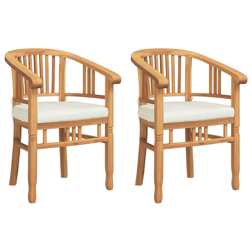 Chair with Cushion 2 pcs Brown 63 x 58 x 89 cm Solid Teak Wood