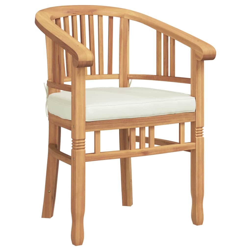 Chair with Cushion 2 pcs Brown 63 x 58 x 89 cm Solid Teak Wood