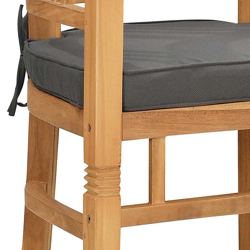 Chair with Cushion 2 pcs Brown 63 x 58 x 89 cm Solid Teak Wood