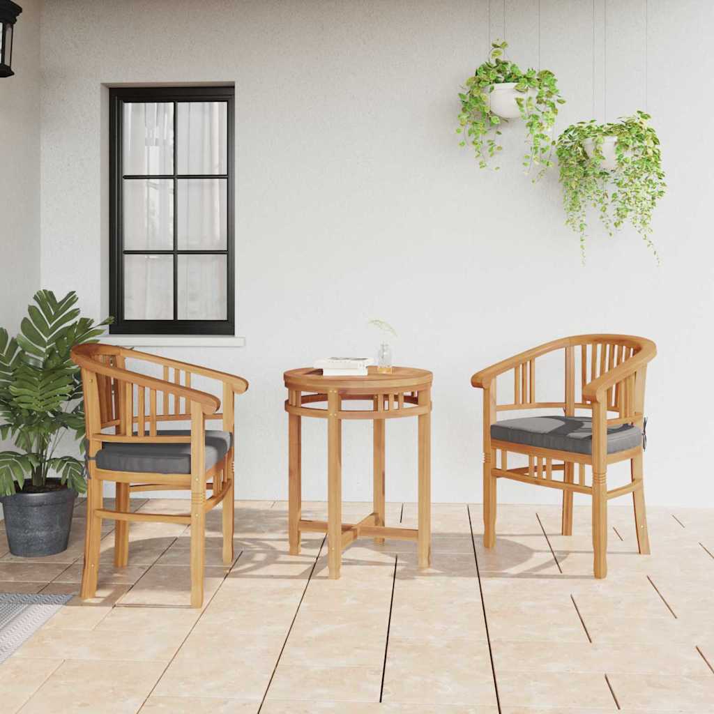 Chair with Cushion 2 pcs Brown 63 x 58 x 89 cm Solid Teak Wood