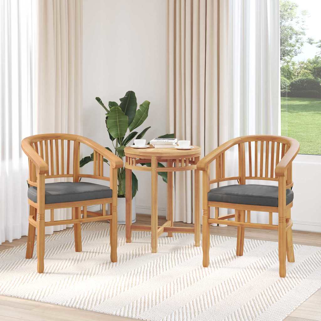 Chair with Cushion 2 pcs Brown 63 x 58 x 89 cm Solid Teak Wood