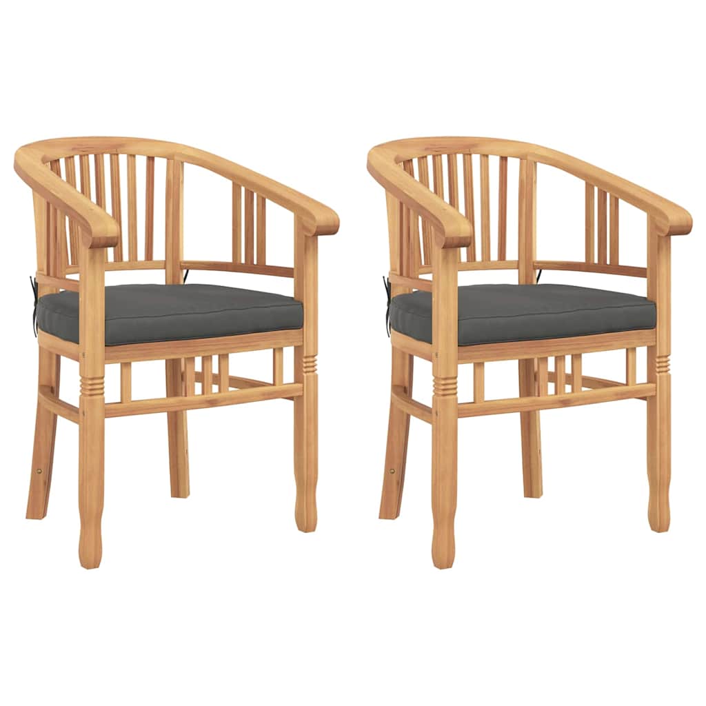 Chair with Cushion 2 pcs Brown 63 x 58 x 89 cm Solid Teak Wood