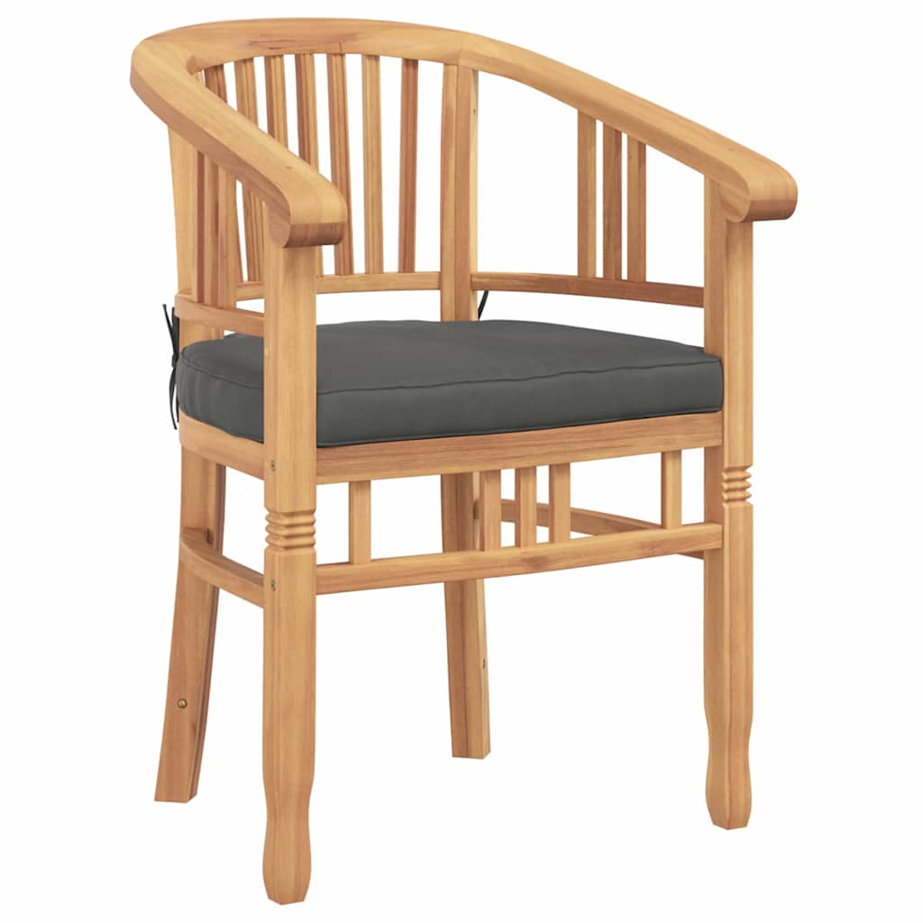 Chair with Cushion 2 pcs Brown 63 x 58 x 89 cm Solid Teak Wood