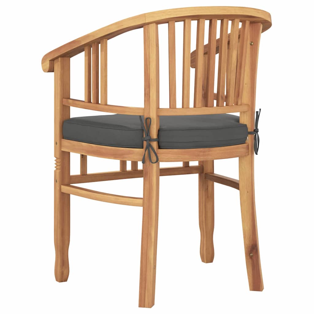 Chair with Cushion 2 pcs Brown 63 x 58 x 89 cm Solid Teak Wood