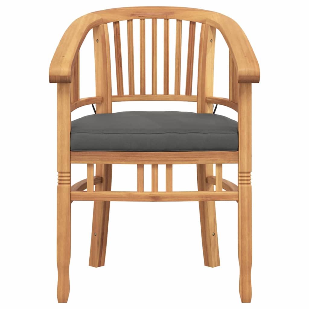 Chair with Cushion 2 pcs Brown 63 x 58 x 89 cm Solid Teak Wood