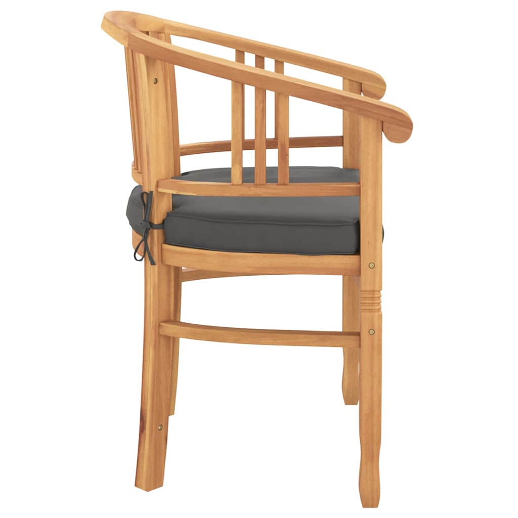 Chair with Cushion 2 pcs Brown 63 x 58 x 89 cm Solid Teak Wood