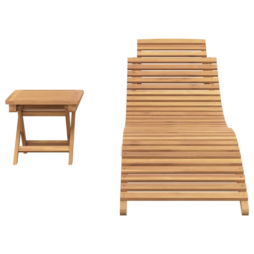 Sun Lounger 2 pcs Brown 198 x 55 x 58.5 cm Solid Teak Wood