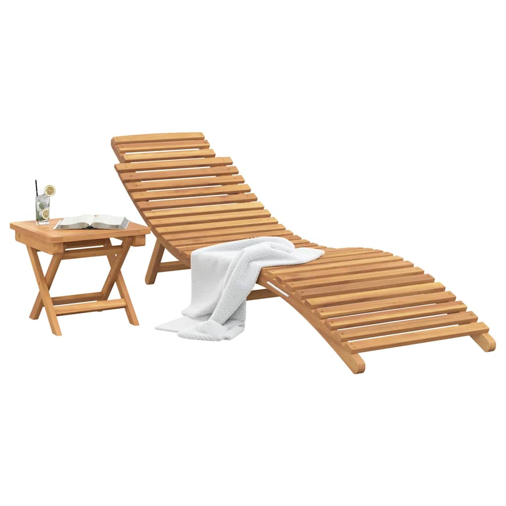 Sun Lounger 2 pcs Brown 198 x 55 x 58.5 cm Solid Teak Wood