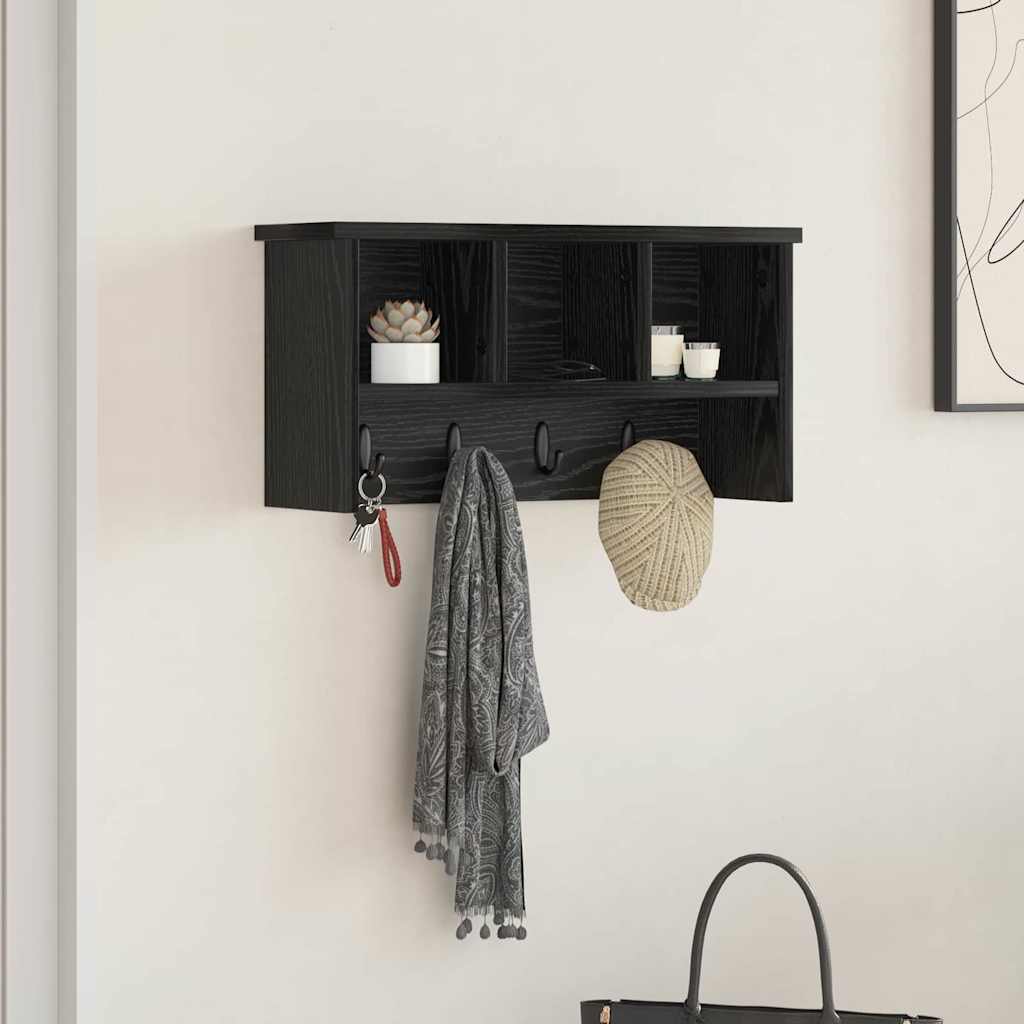 Wall-Mounted Coat Rack Wall-Mounted Black Oak 50 x 16 x 26 cm