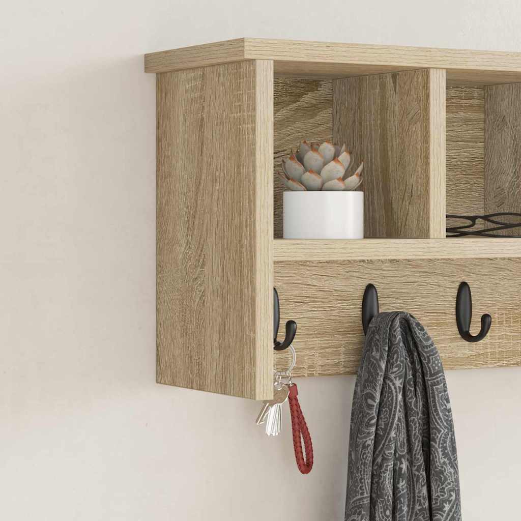 Wall-Mounted Coat Rack with Shelf Sonoma Oak 50 x 16 x 26 cm