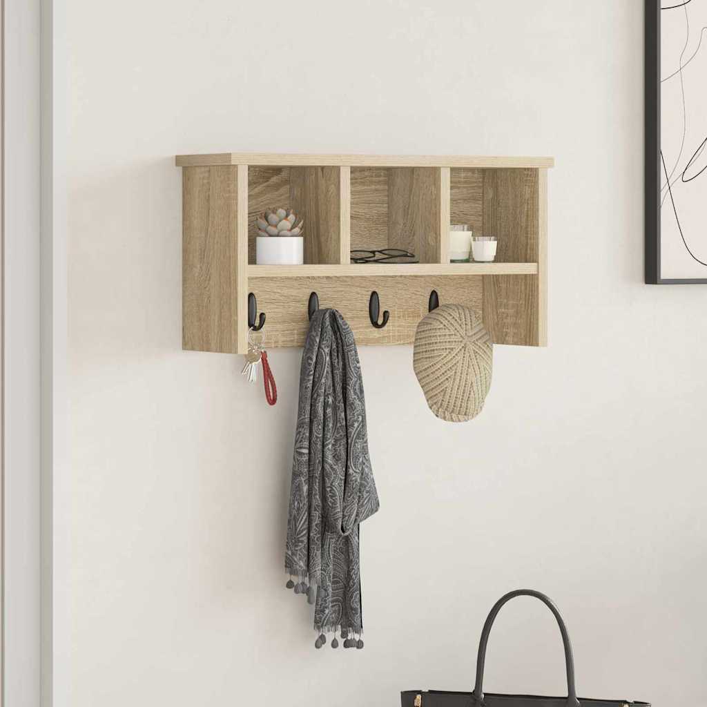 Wall-Mounted Coat Rack with Shelf Sonoma Oak 50 x 16 x 26 cm