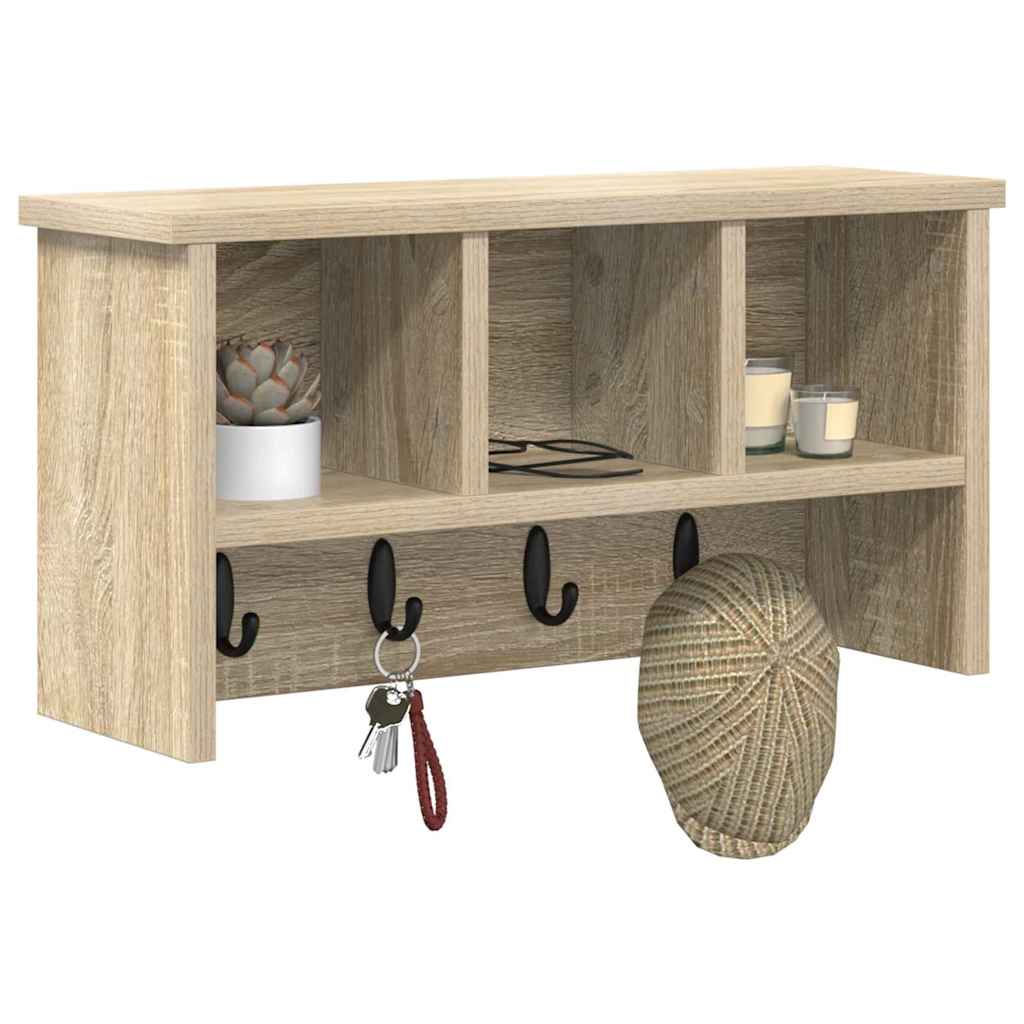 Wall-Mounted Coat Rack with Shelf Sonoma Oak 50 x 16 x 26 cm