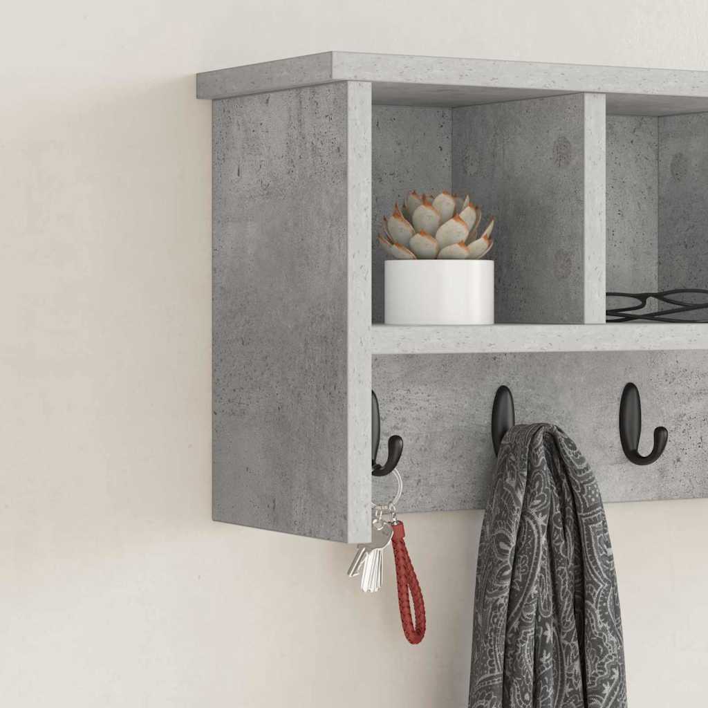 Wall-Mounted Coat Rack with Shelf Concrete Grey 50 x 16 x 26 cm