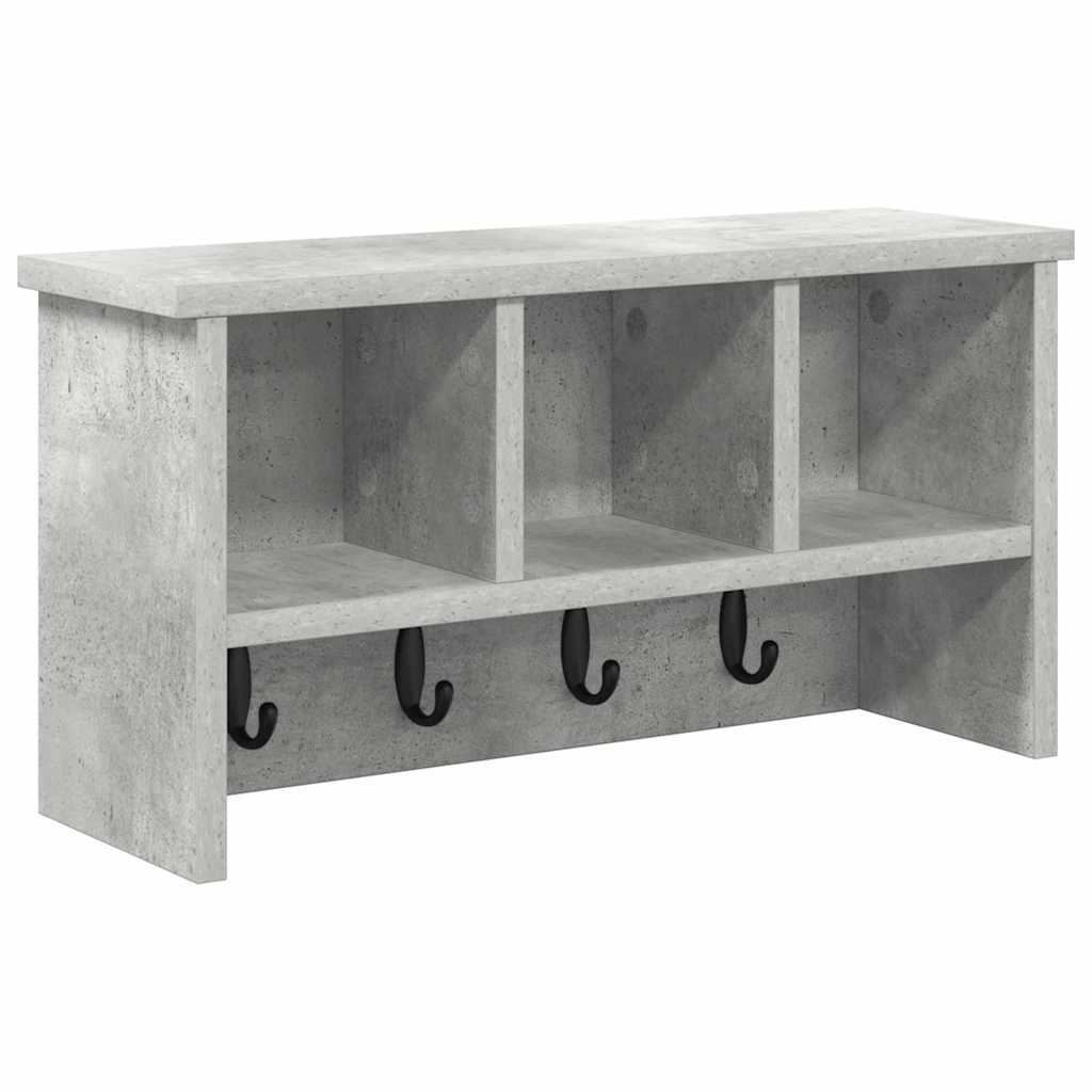 Wall-Mounted Coat Rack with Shelf Concrete Grey 50 x 16 x 26 cm